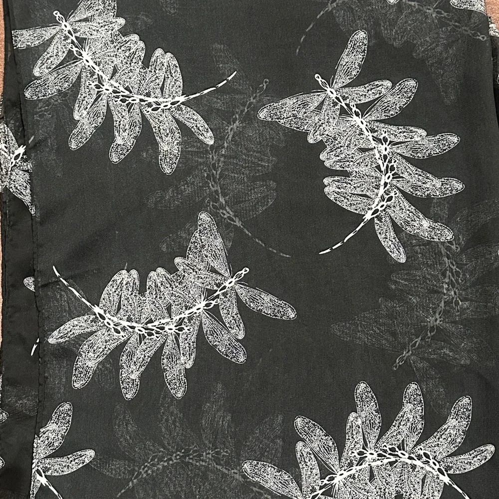 NEW Black & Ivory Leaf Print Scarf | Versatile | Lightweight Year Round
